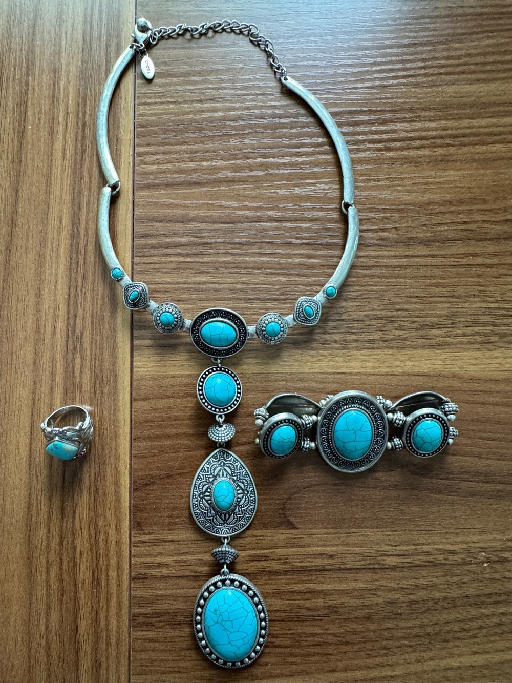 Turquoise jewelry collection ring bracelet Chico’s necklace